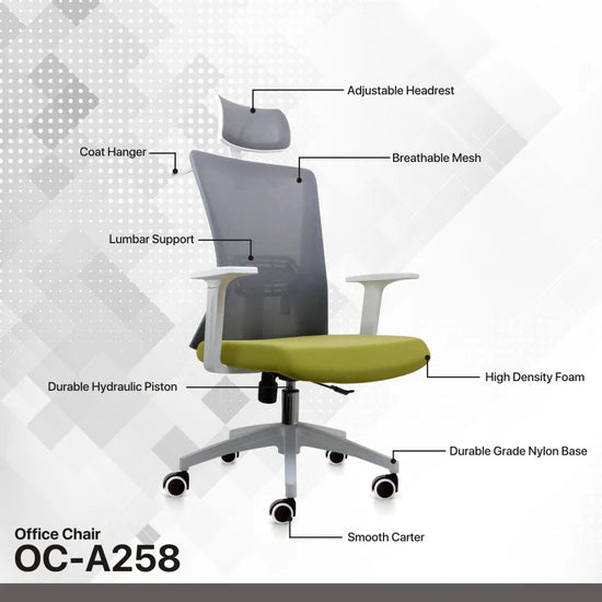 Fantech Gaming Ergonomic Office Chair Breathable Mesh - White (OC - A258) - FIN SHOP AU