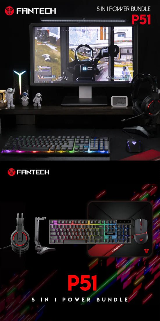 Fantech Gaming PC 5 - in - 1 Keyboard Combo with Mouse / Mousepad / Headset / Headset stand - FIN SHOP AU