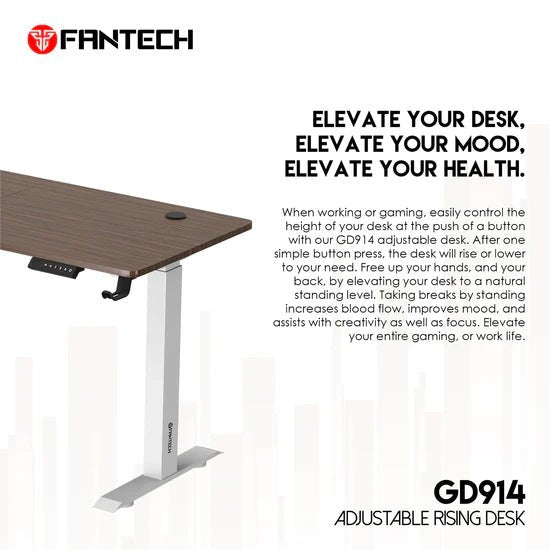 Fantech Office Desk Height Adjustable Motorised Electric Stand Gaming Table 140x60cm (GD914) (Walunt/Black) - FIN SHOP AU