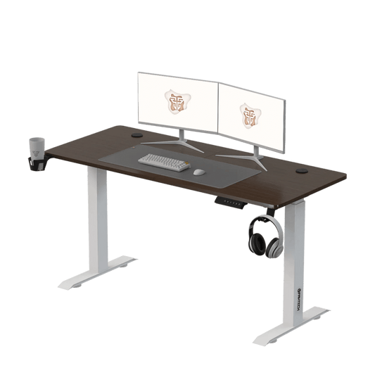 Fantech Office Desk Height Adjustable Motorised Electric Stand Gaming Table 140x60cm (GD914) (Walunt/White) - FIN SHOP AU