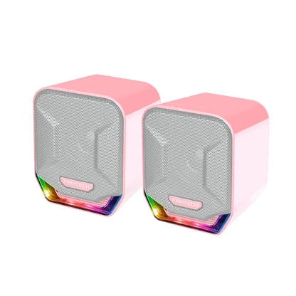 Fantech SONAR Speaker Stereo 2.0 Bass RGB Light USB Powered 3.5mm Input for PC/Computer/Mobile - Sakura Pink (GS202) - FIN SHOP AU