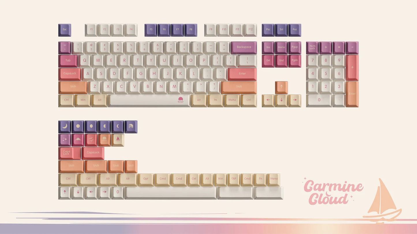 NuPhy Carmine Cloud Cherry Profile Dye - sub PBT Keycaps - FIN SHOP AU