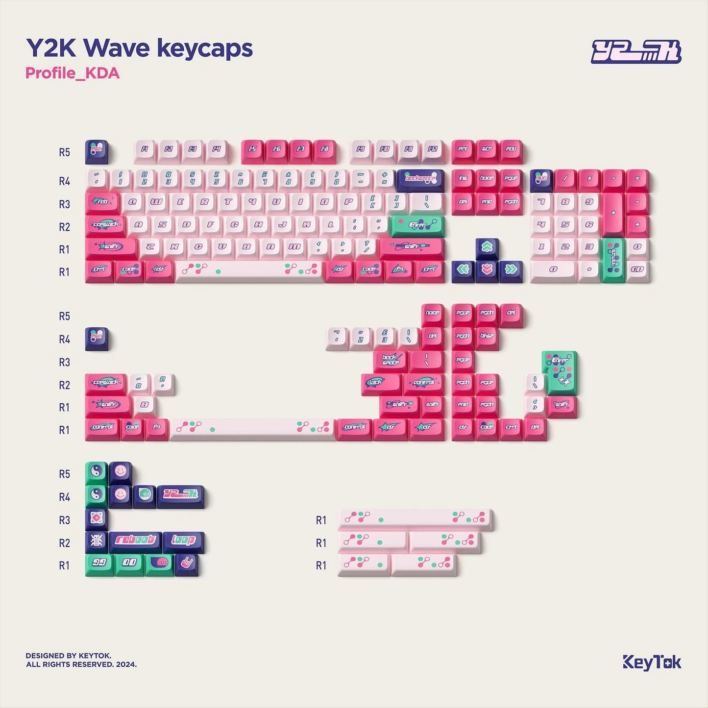 NuPhy x Keytok KDA Y2K Dye - Sub PBT Keycaps - FIN SHOP AU